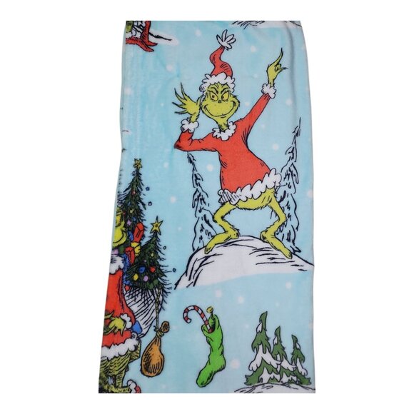 Dr. Seuss The Grinch Christmas Plush Throw Blanket 50" x 70" Super Soft Kids - Picture 6 of 10
